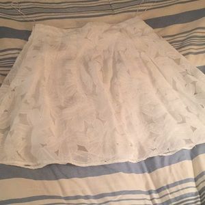 White flowered cutwork lace skirt